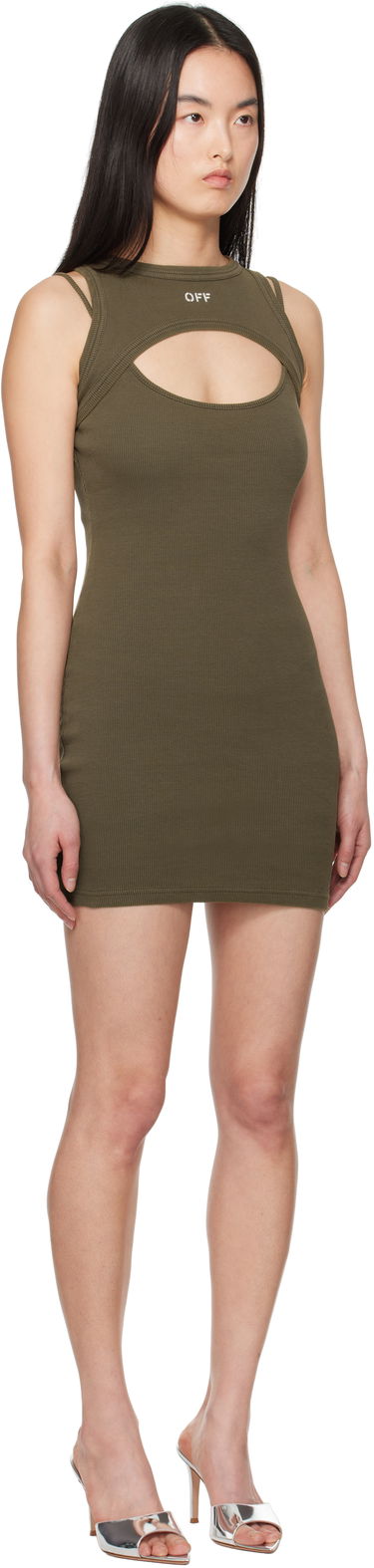 Šaty Off-White Off-White Stamp Ribbed Cut-Out Minidress Zelené | OWDB496S25JER0025401, 1