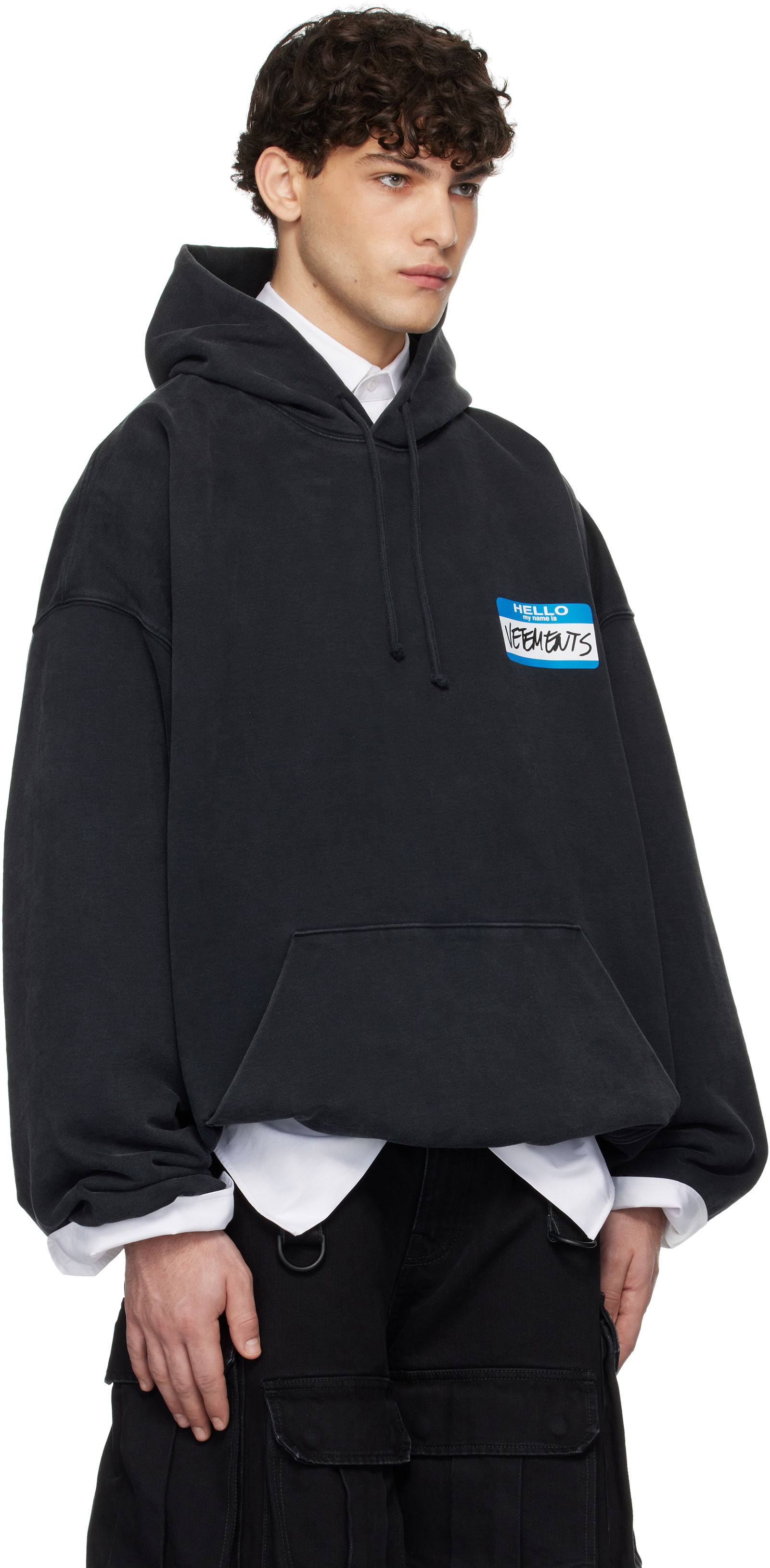 'My Name' Sticker Cropped Boxy Hoodie