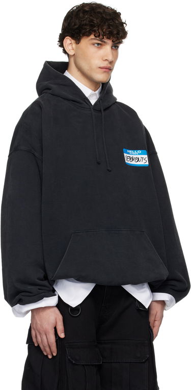 Mikina VETEMENTS 'My Name' Sticker Cropped Boxy Hoodie Čierna | UA66HD650B, 1