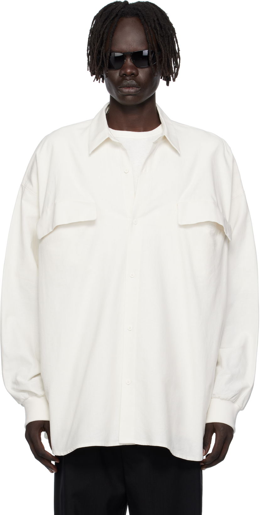 Košeľa Fear of God ESSENTIALS Long-Sleeve Oxford Shirt with Flap Pockets Biela | 186SP254424F