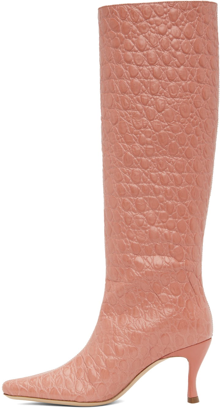 Stevie 42 Pink Leather Knee High Boots