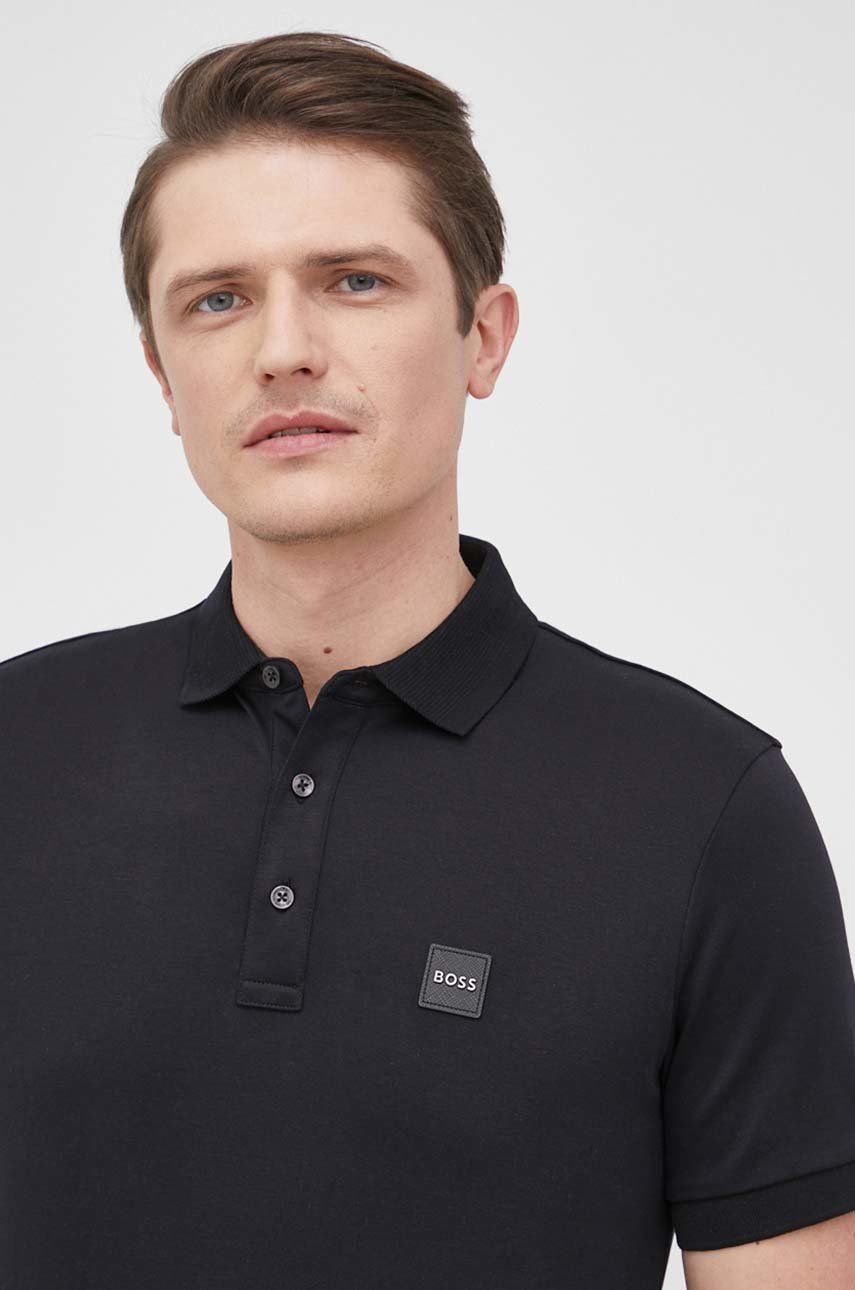 Tričko BOSS Polo Shirt Logo Badge Čierna | 50467115, 0