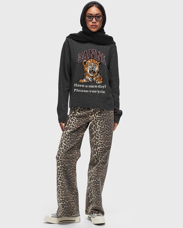 Mikina GANNI Graphic Wool Mix Tiger Crewneck Čierna | K2278-084, 1