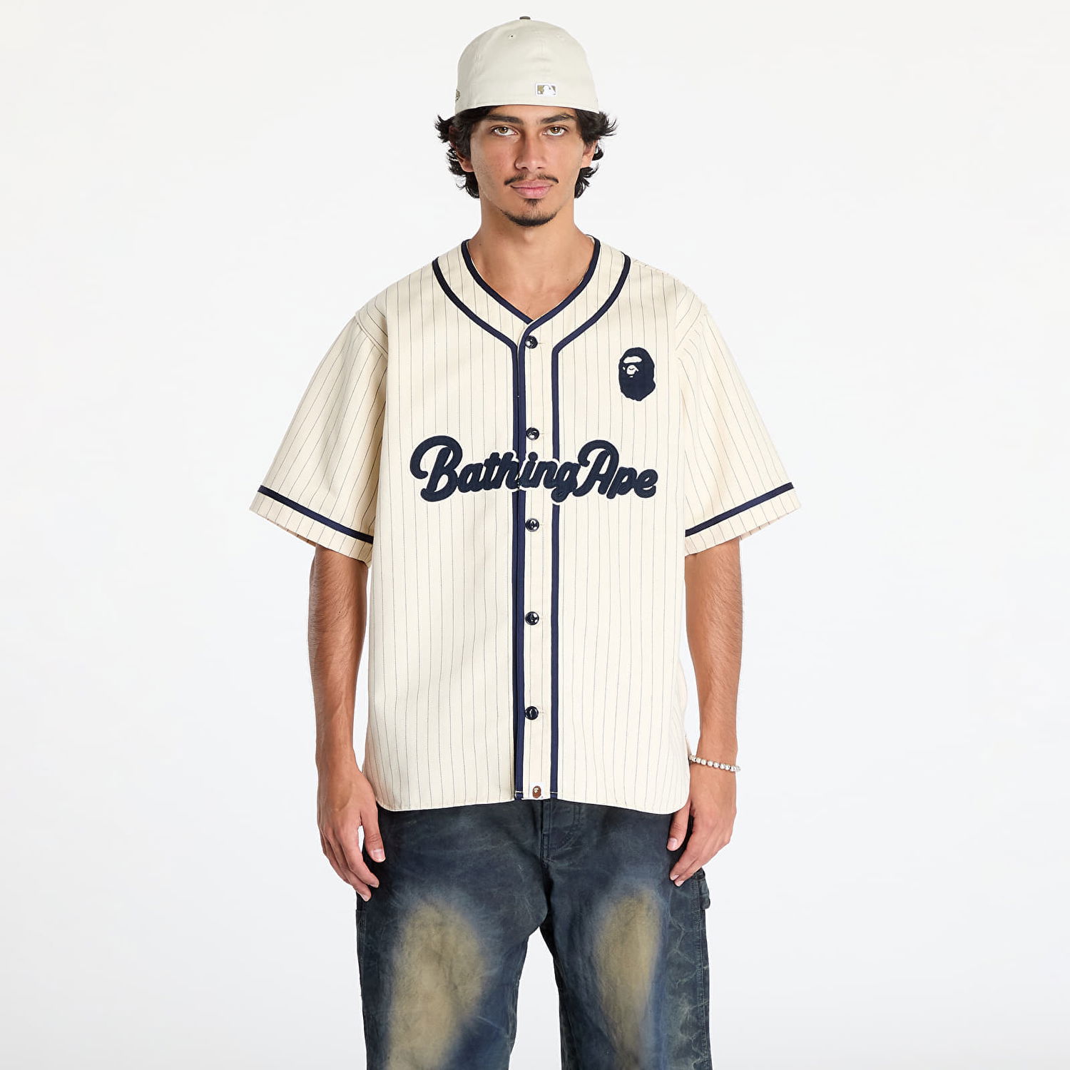 Dres BAPE A BATHING APE Baseball Jersey Shirt Béžová | 001SRK801001M IVY, 0