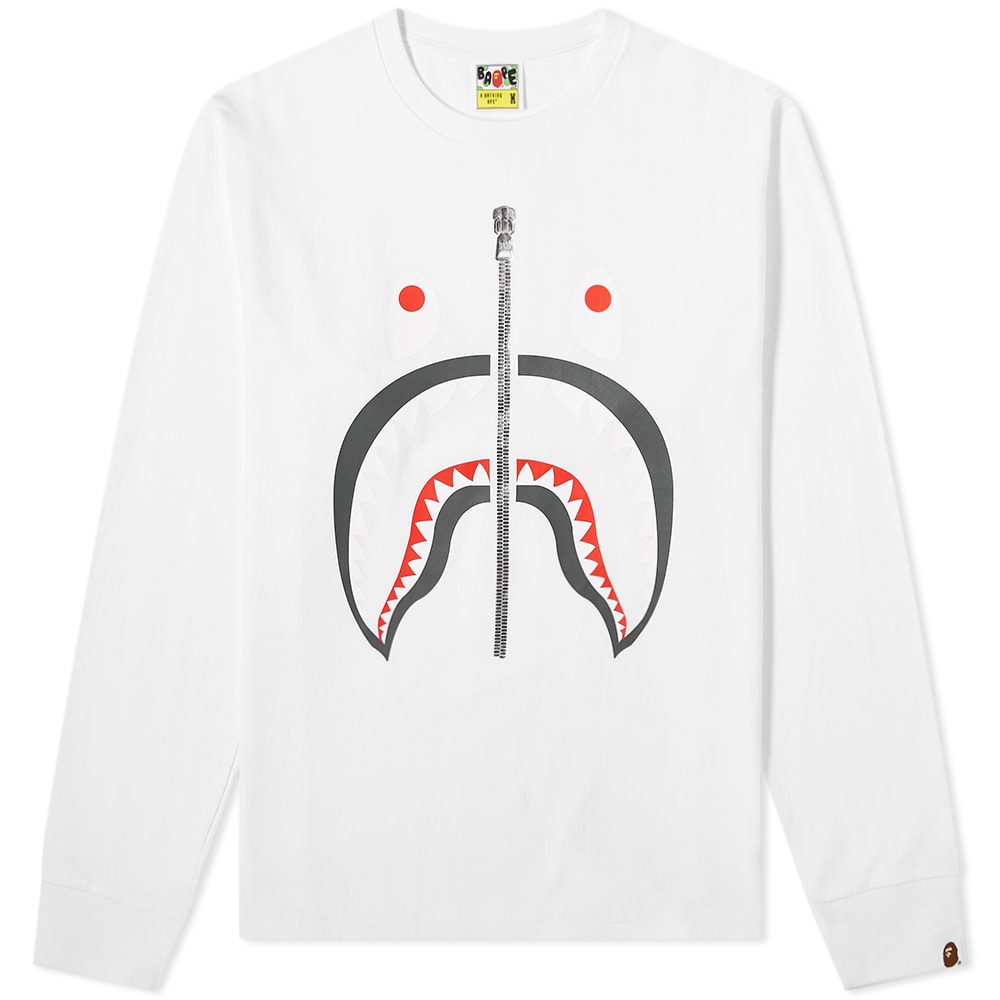 Tričko BAPE Long Sleeve Shark Tee Biela | 001LTH301013X-WHT, 0