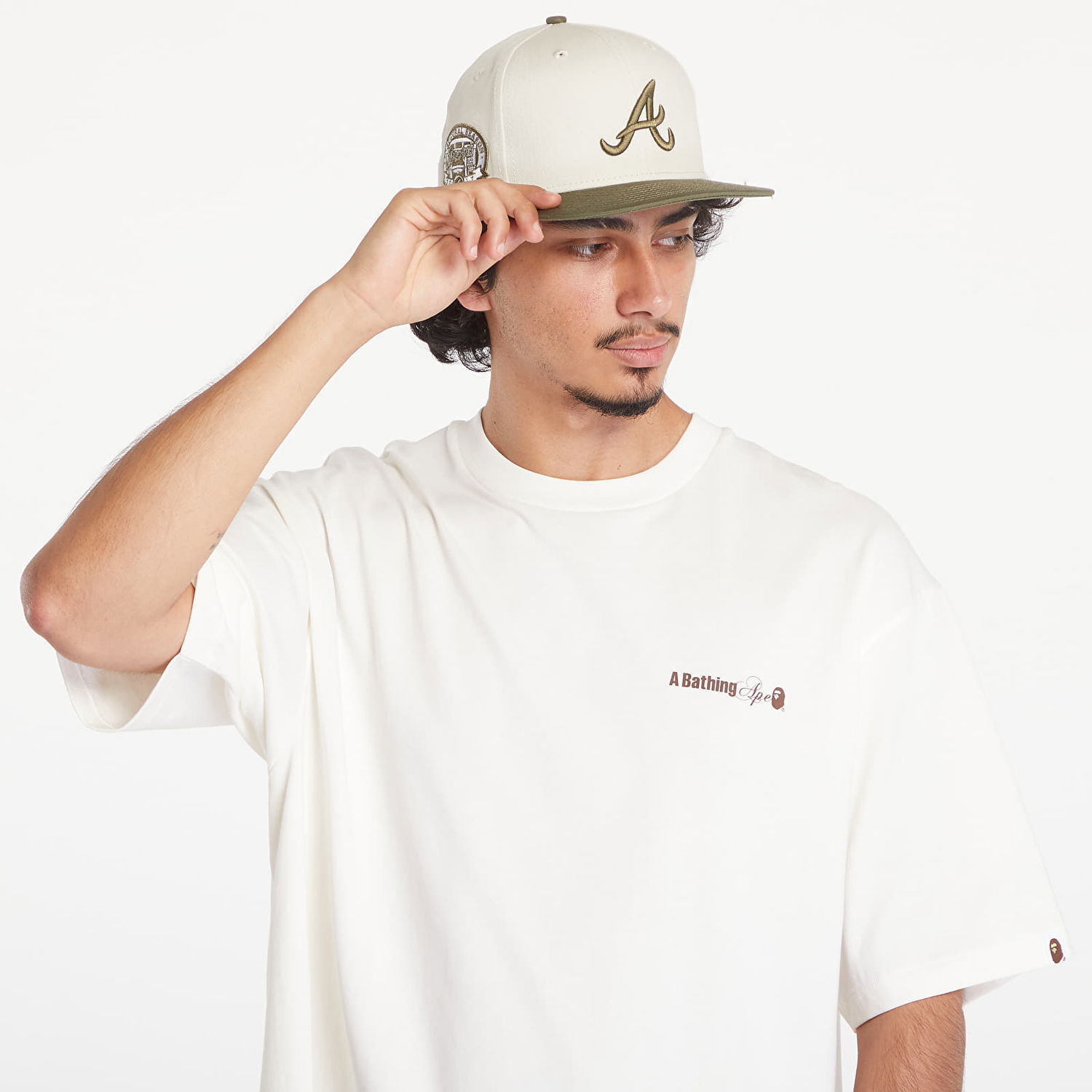 Tričko BAPE A BATHING APE Water Print Logo Relaxed Fit Short Sleeve Tee Ivory Biela | 001TEK801301M IVY, 1