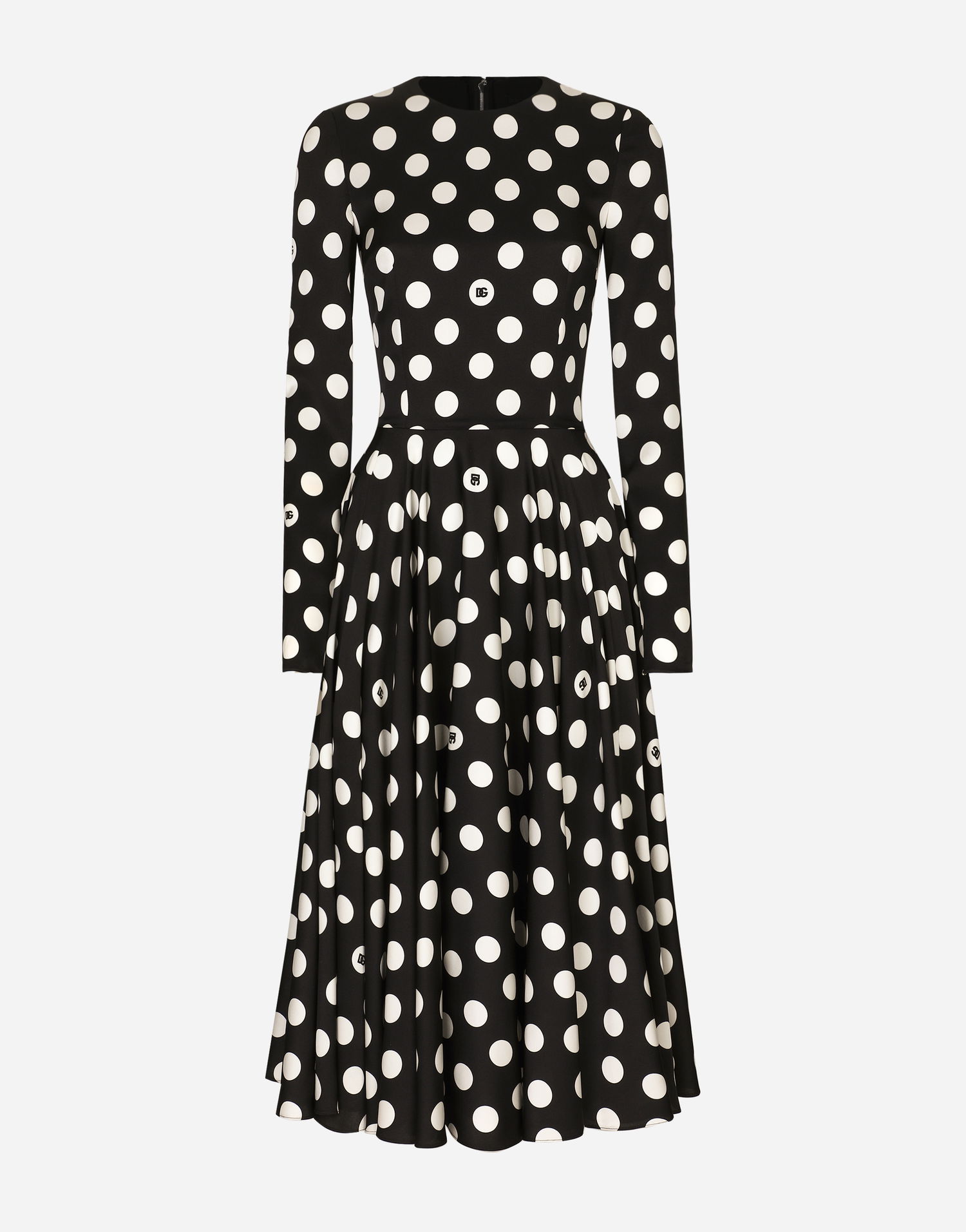Šaty Dolce & Gabbana Charmeuse Calf-Length Circle-Skirt Polka Dot Print Dress Čierna | F6JJLTFSA64HNZSW, 0