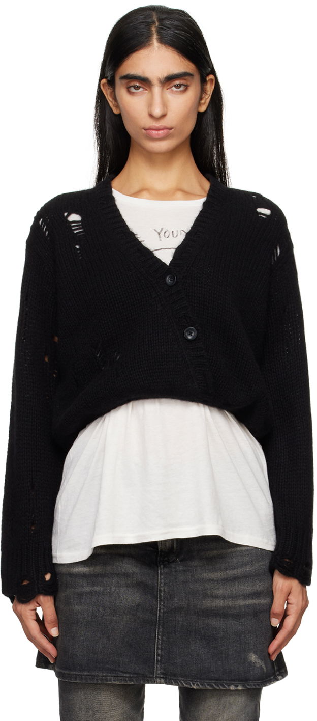 Sveter R13 R13 Cropped Distressed Cardigan Čierna | R13WY247 Y016A, 0