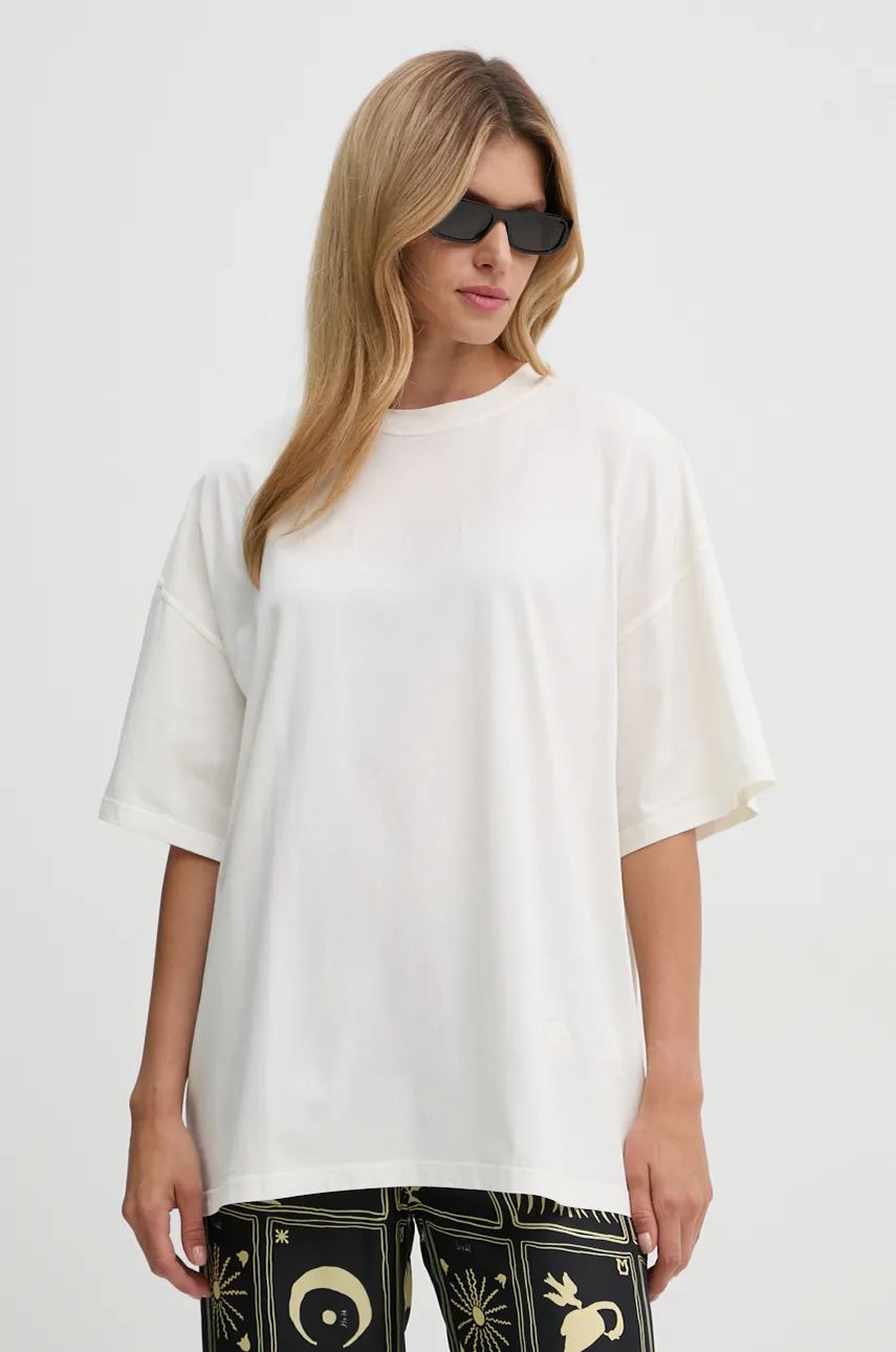 Tričko Nanushka Wren Oversized Cotton T-Shirt Biela | NU24CRSH00400, 0