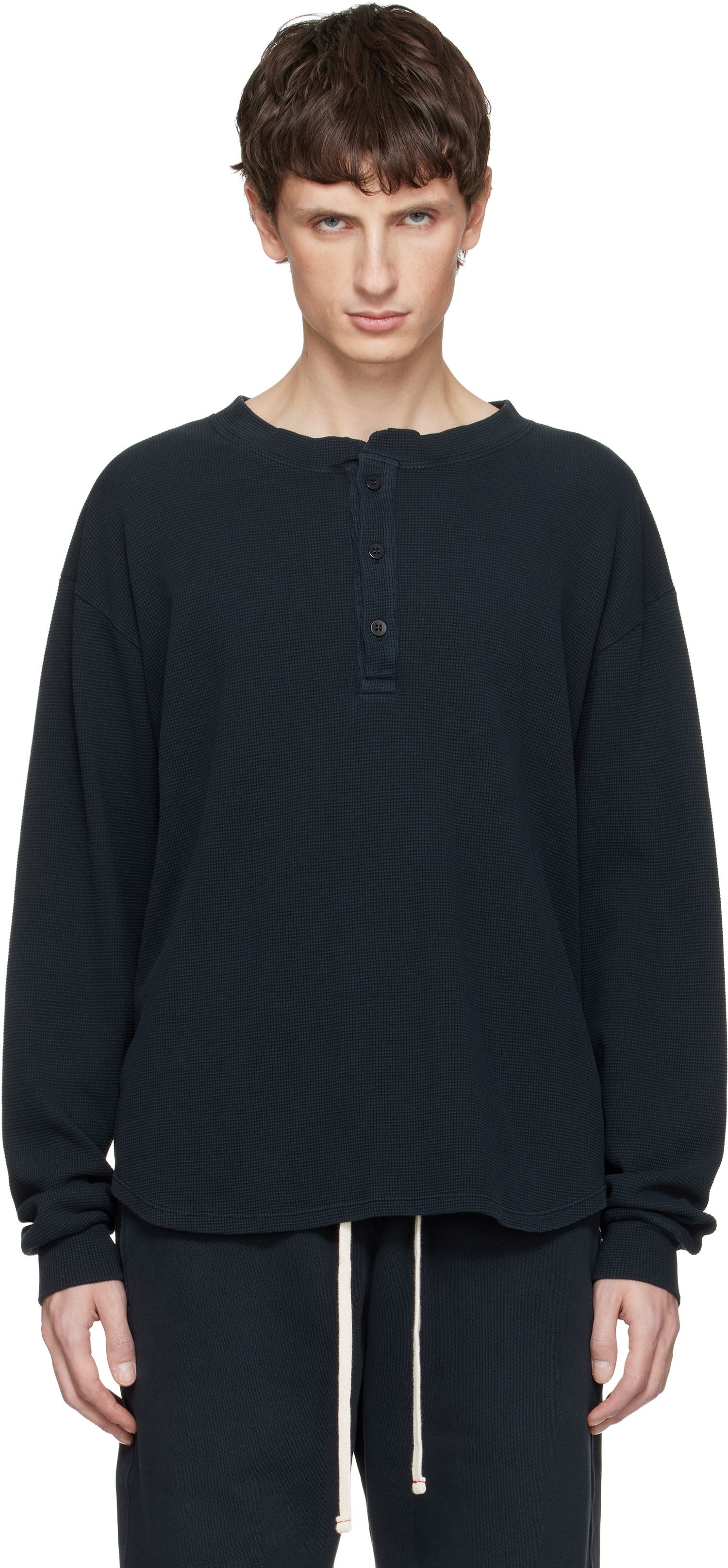 Tričko LES TIEN Baseball Hem Henley Navy | TH-2105, 0