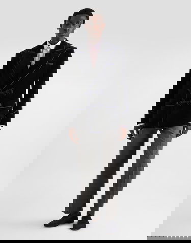 Bunda Dolce & Gabbana Double-breasted Sicilia-light Jacket In Smooth Velvet Navy | G2VQ4TFUVG7B0665, 1