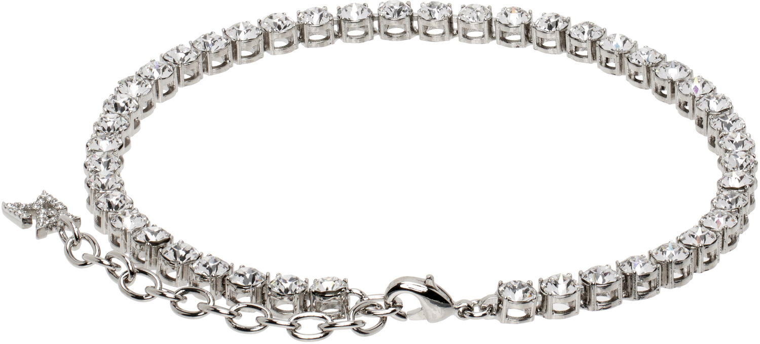 Náramok Amina Muaddi Muaddi Silver Tennis Chain Anklet Metalická | TENNIS ANKLET, 1