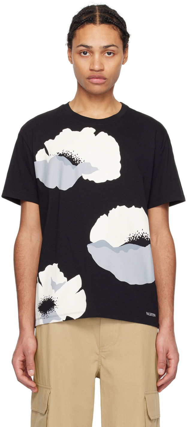 Tričko Valentino Black Floral Čierna | 4V0MG01FA2H, 0