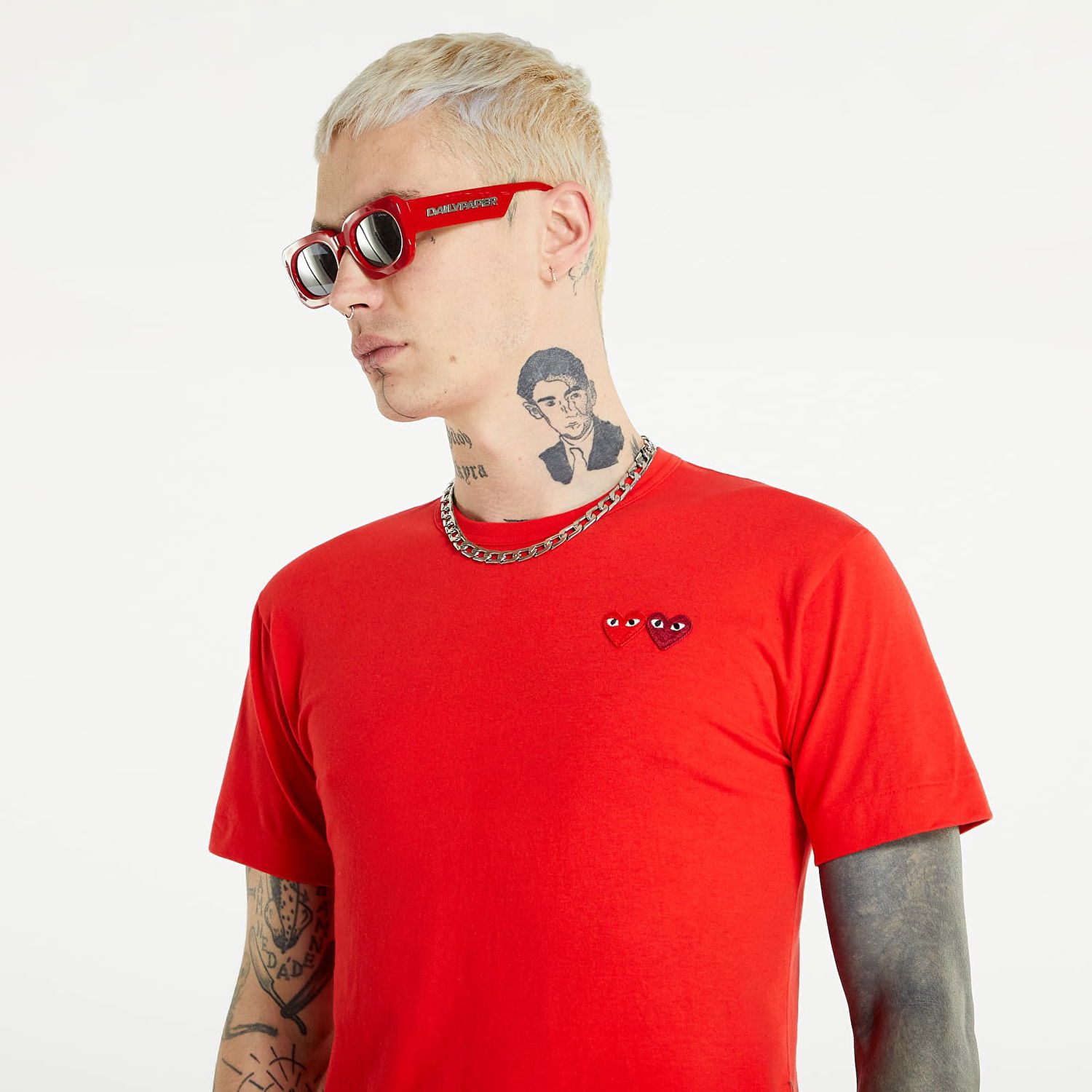 Tričko Comme des Garçons PLAY Double Heart Tee Červená | AZT226 red, 0