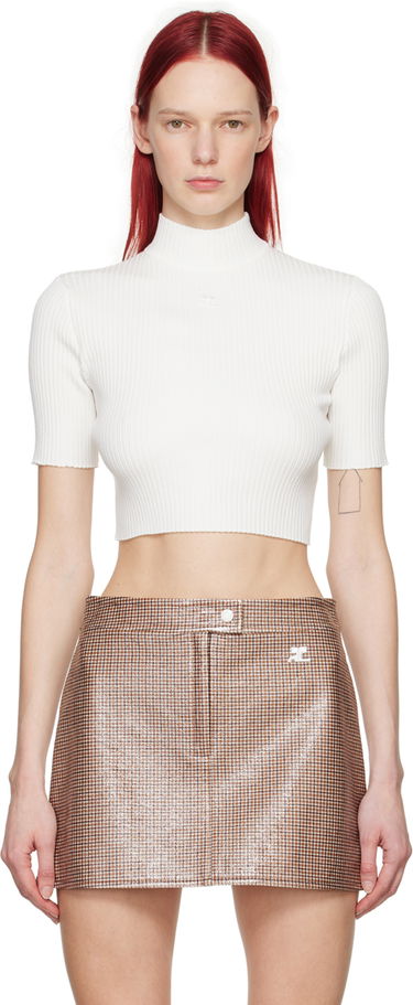 Crop Top Courrèges Cropped Fitted T-Shirt Biela | 124MPU135FI0001, 0