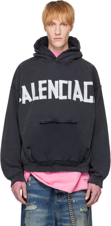 Mikina Balenciaga Balenciaga Tape Type Ripped Pocket Hoodie Čierna | 744441TRVK2, 0