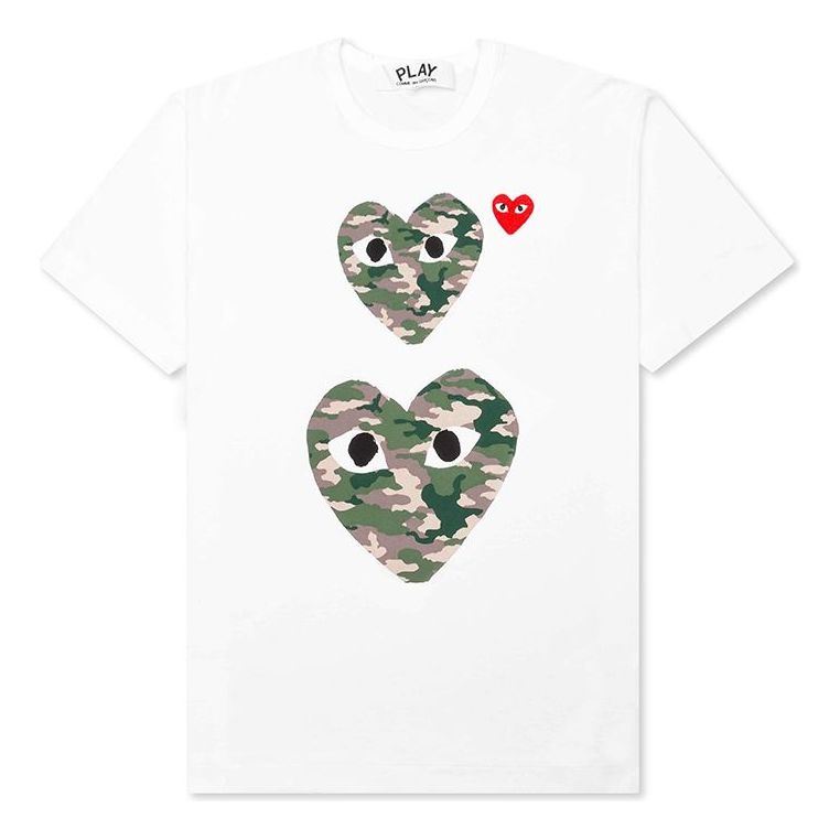 Tričko Comme des Garçons PLAY Camouflage Two Hearts Logo T-Shirt Biela | AZ-T246-051-1, 0