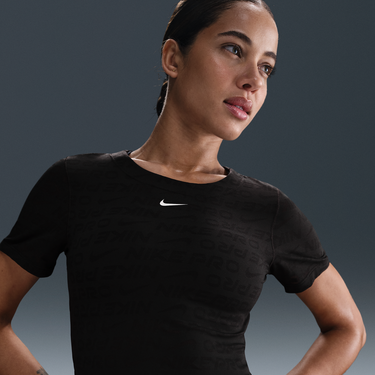 Tričko Nike Pro Dri-FIT Cropped Jacquard Short-Sleeve Top Čierna | HJ2285-010, 1