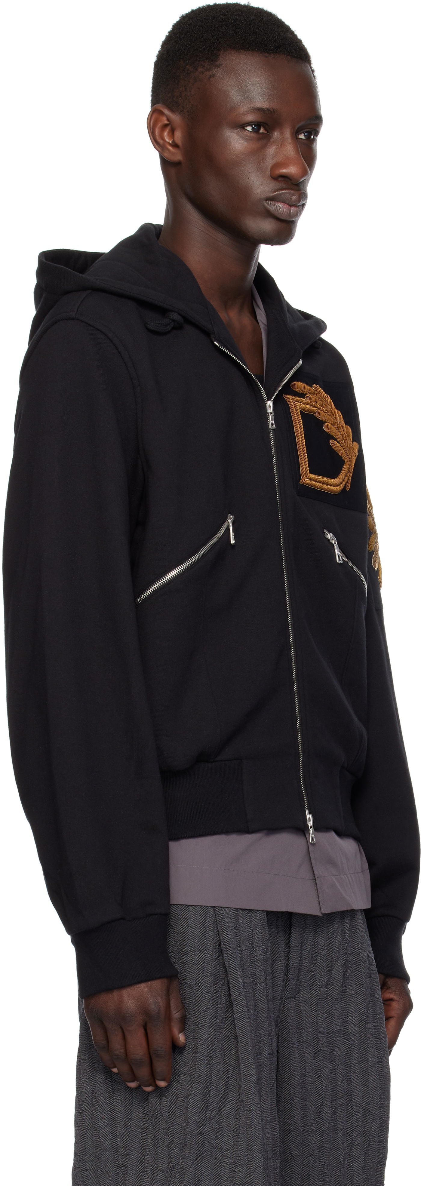 Mikina Dries Van Noten Dries Van Noten Embroidered Zip-Up Hoodie Čierna | 251-021163-1610, 1