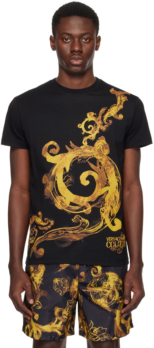 Tričko Versace Couture Black Watercolor Couture T-Shirt Čierna | E76GAH6SW_EJS304