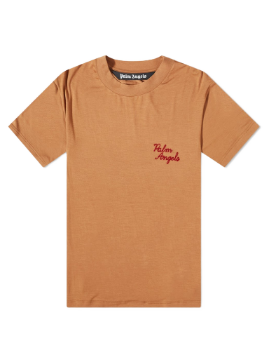 Tričko Palm Angels Embroidered Logo Tee Hnedá | PMAA075F22FAB0011728