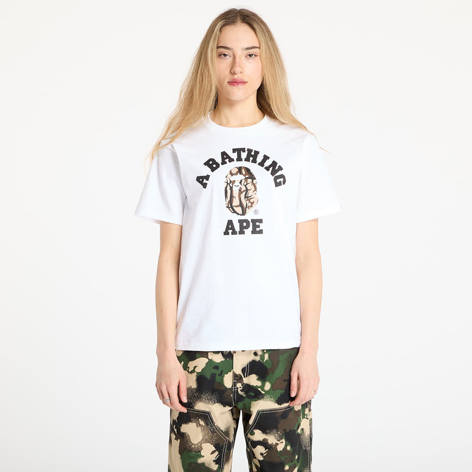 Tričko BAPE A BATHING APE Trial Camo College Tee Biela | 001TEL301033MWHA, 1