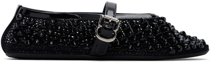 ALAÏA Studded Fishnet Ballerina Flats