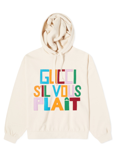 Mikina Gucci S'IL VOUS PLAIT! Hoodie Natural Béžová | 721427-XJFFW-9162