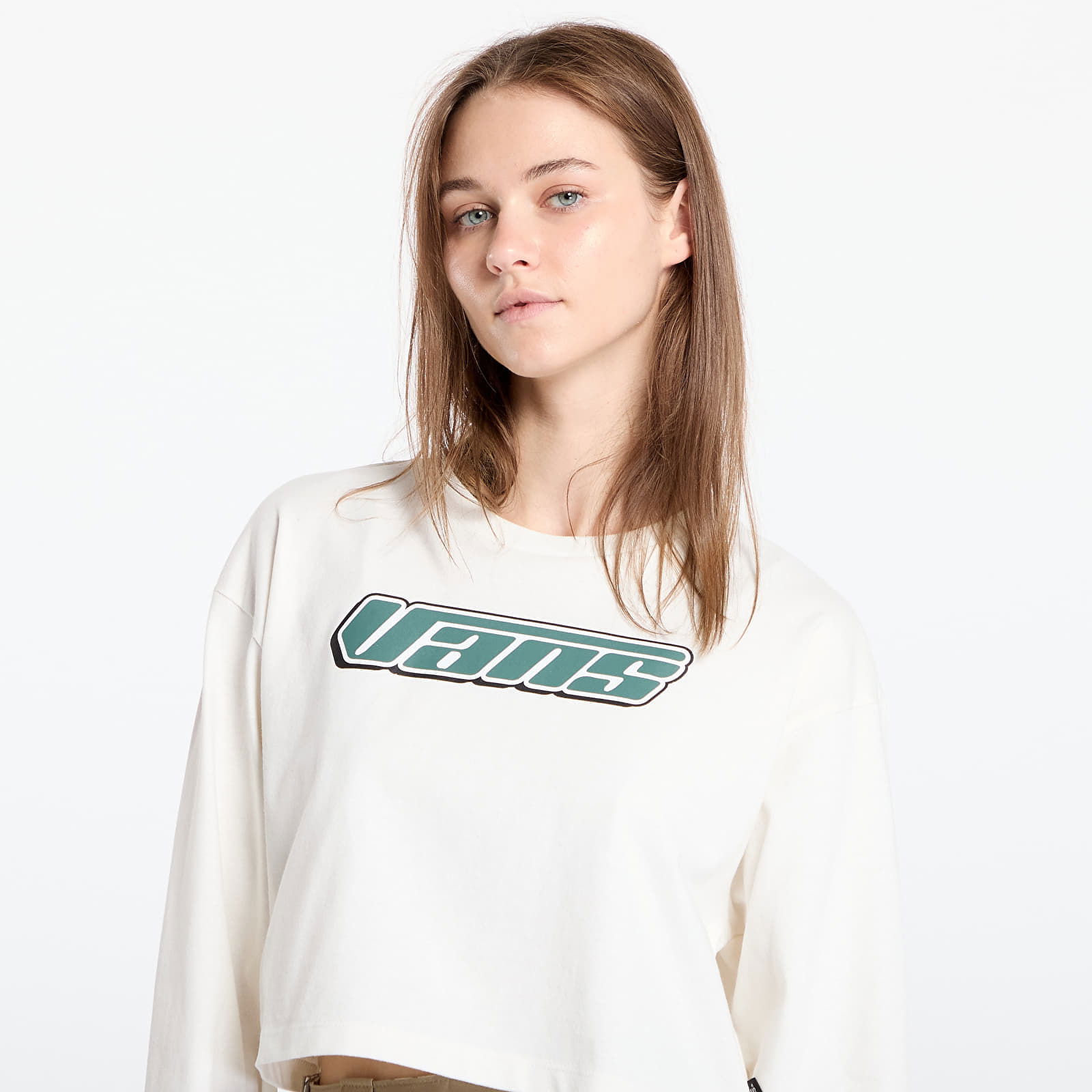 Retro V Hook And Loop Relaxed Long Sleeve Crop T-shirt