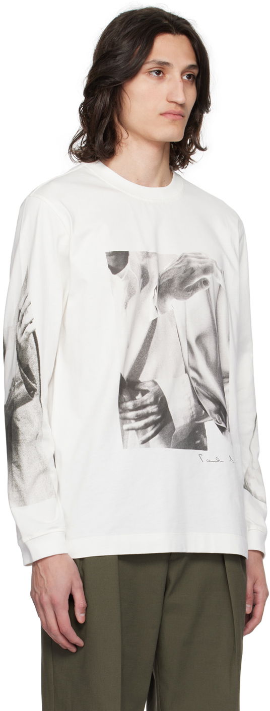 Tričko Paul Smith Paul Smith Printed Long Sleeve T-Shirt Biela | M1R-882Y-MP4305-01, 1