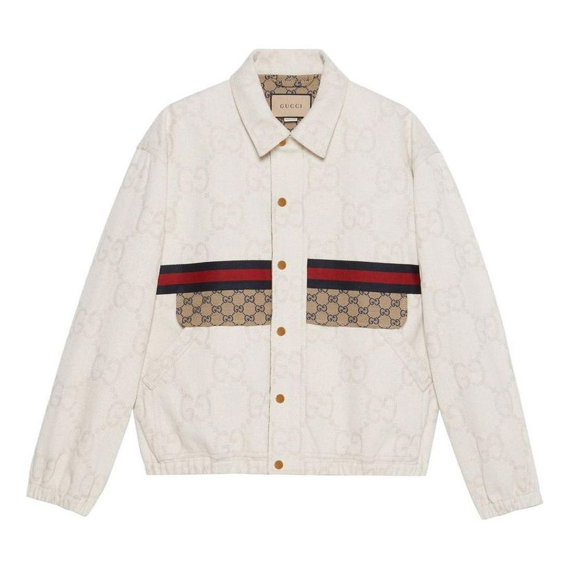Bunda Gucci GG Denim Jacket With Web Biela | 693205-XDB2G-9207