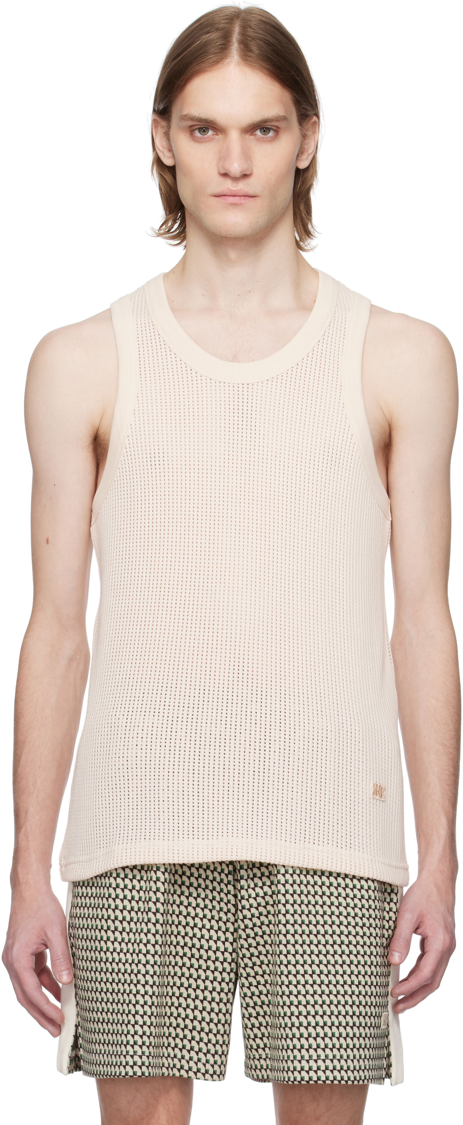 Tielko Wales Bonner Wales Bonner Groove Knit Tank Top Béžová | MS25JE10-CO04-100 COTTON MESH, 0