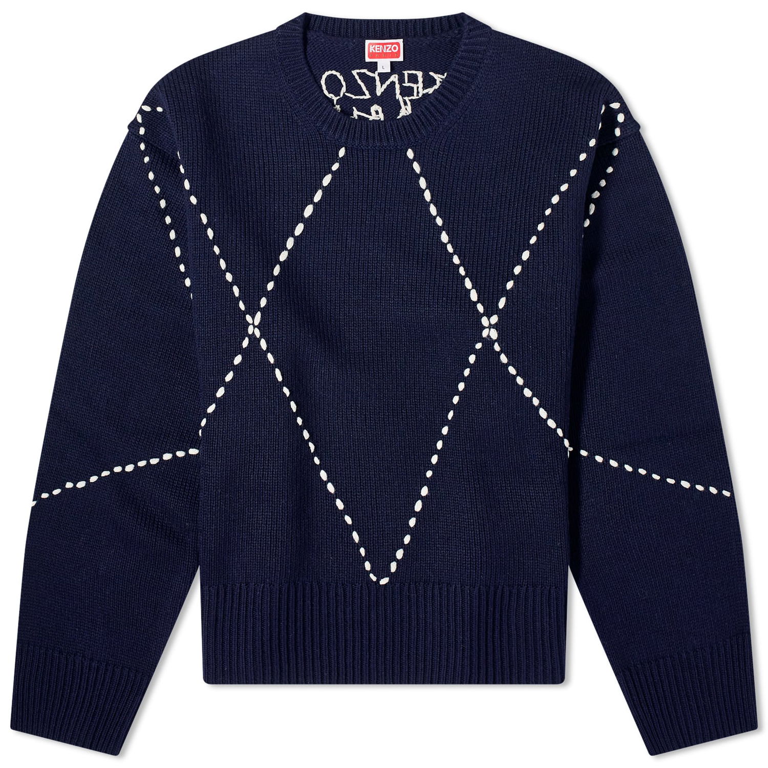 Sveter KENZO Sashiko Stitch Crewneck Navy | FD65PU4093CI-77, 0