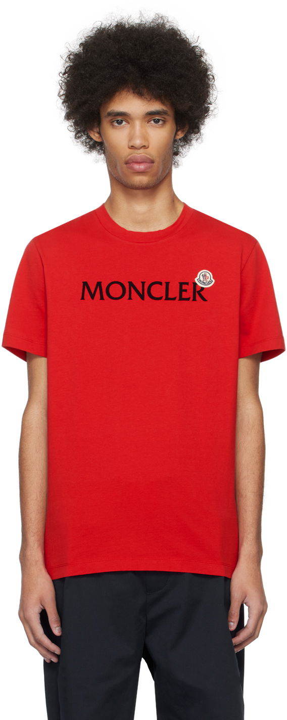 Tričko Moncler Flocked T-Shirt Červená | J10918C000578390T, 0