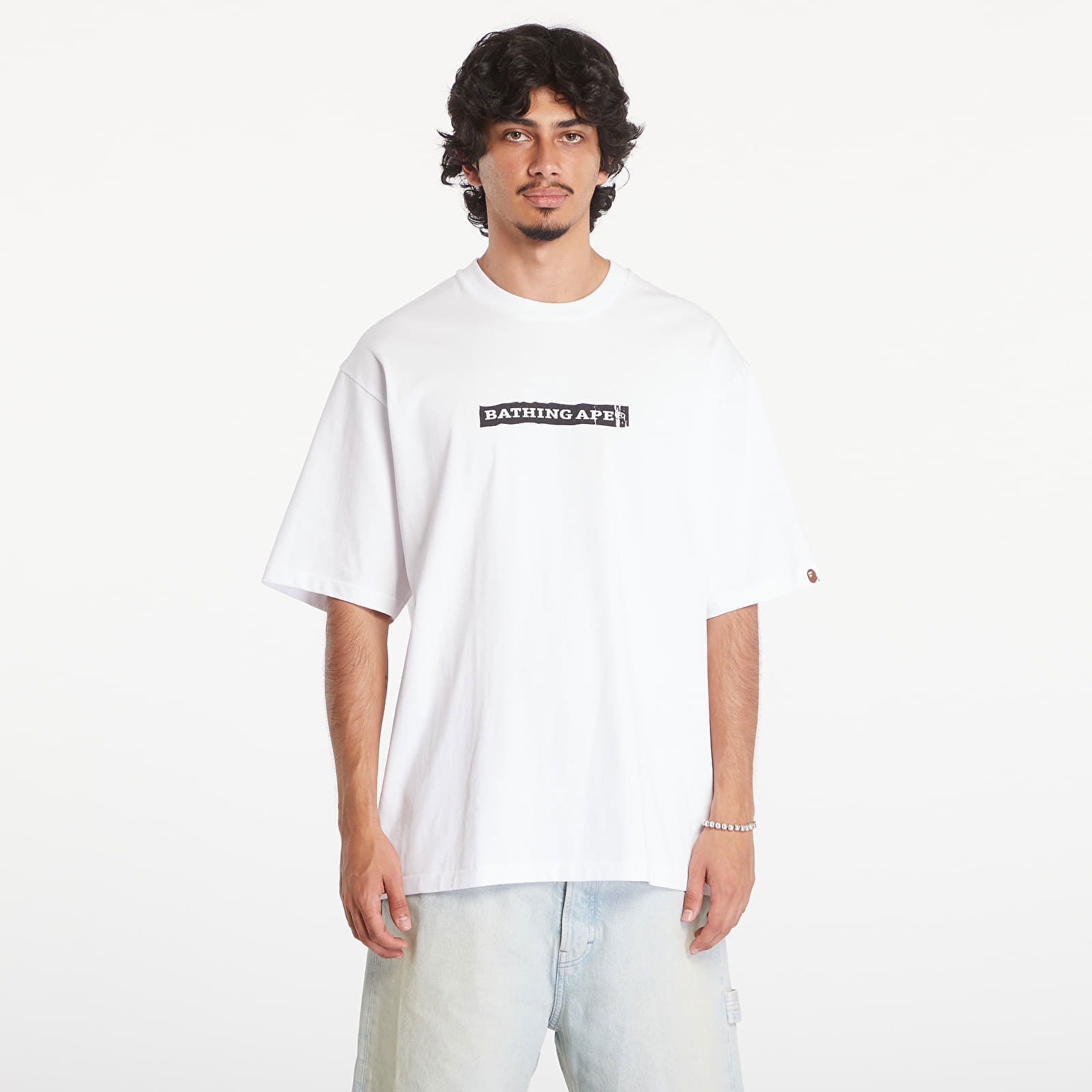 A BATHING APE Screen Print Stencil Logo Relaxed Fit Short Sleeve Tee White
