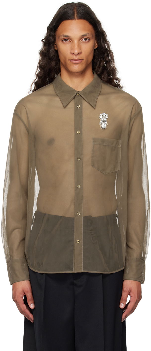 Košeľa Simone Rocha Simone Rocha Sheer Embellished Shirt Zelené | 5289TB 0069, 0