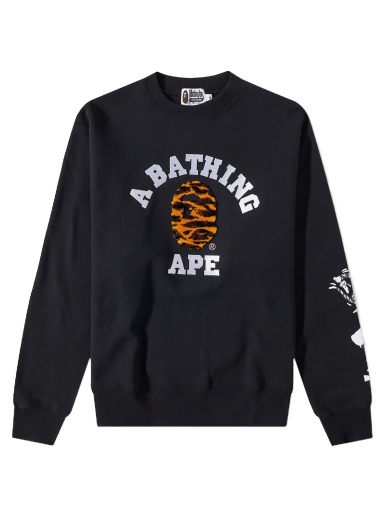 Mikina BAPE A Bathing Ape Tiger Camo College Relaxed Fit Crew Sweat Čierna | 001SWI701001F-BLK