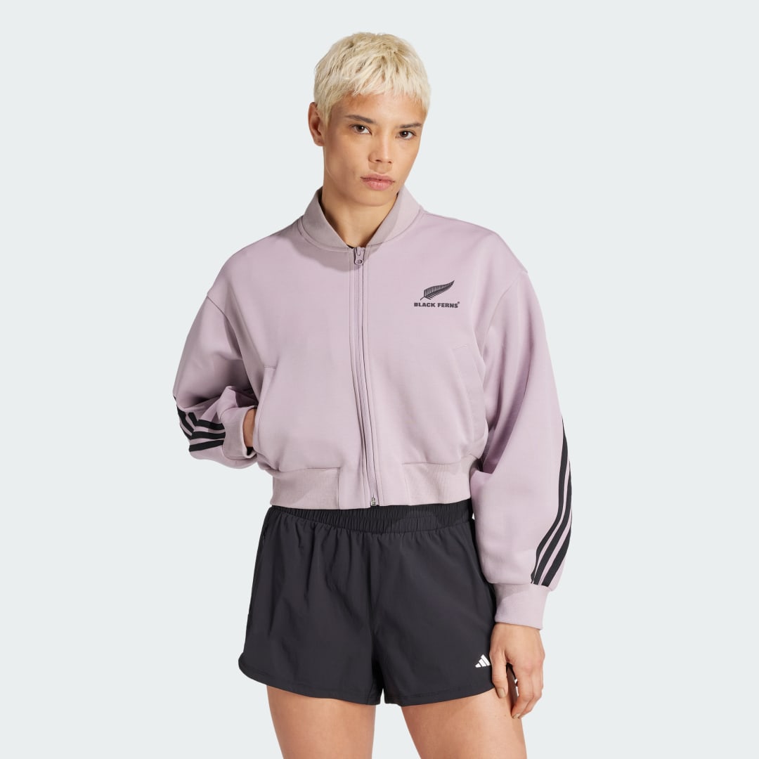 Bomber bunda adidas Performance Black Ferns Cropped Bomber Jacket Fialová | IW0255, 0