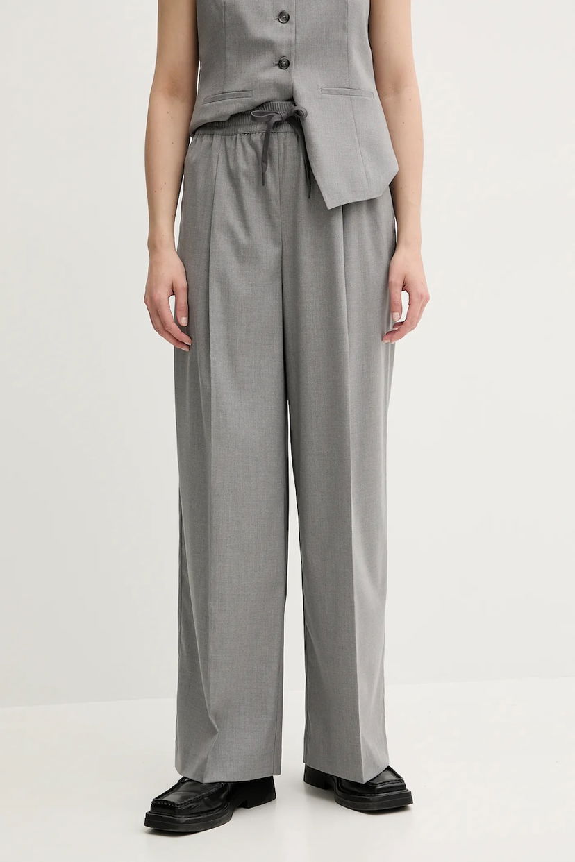 Nohavice Samsoe Samsoe Samsoe Samsoe SARILA High Waist Wide Leg Trousers Šedá | F25200049