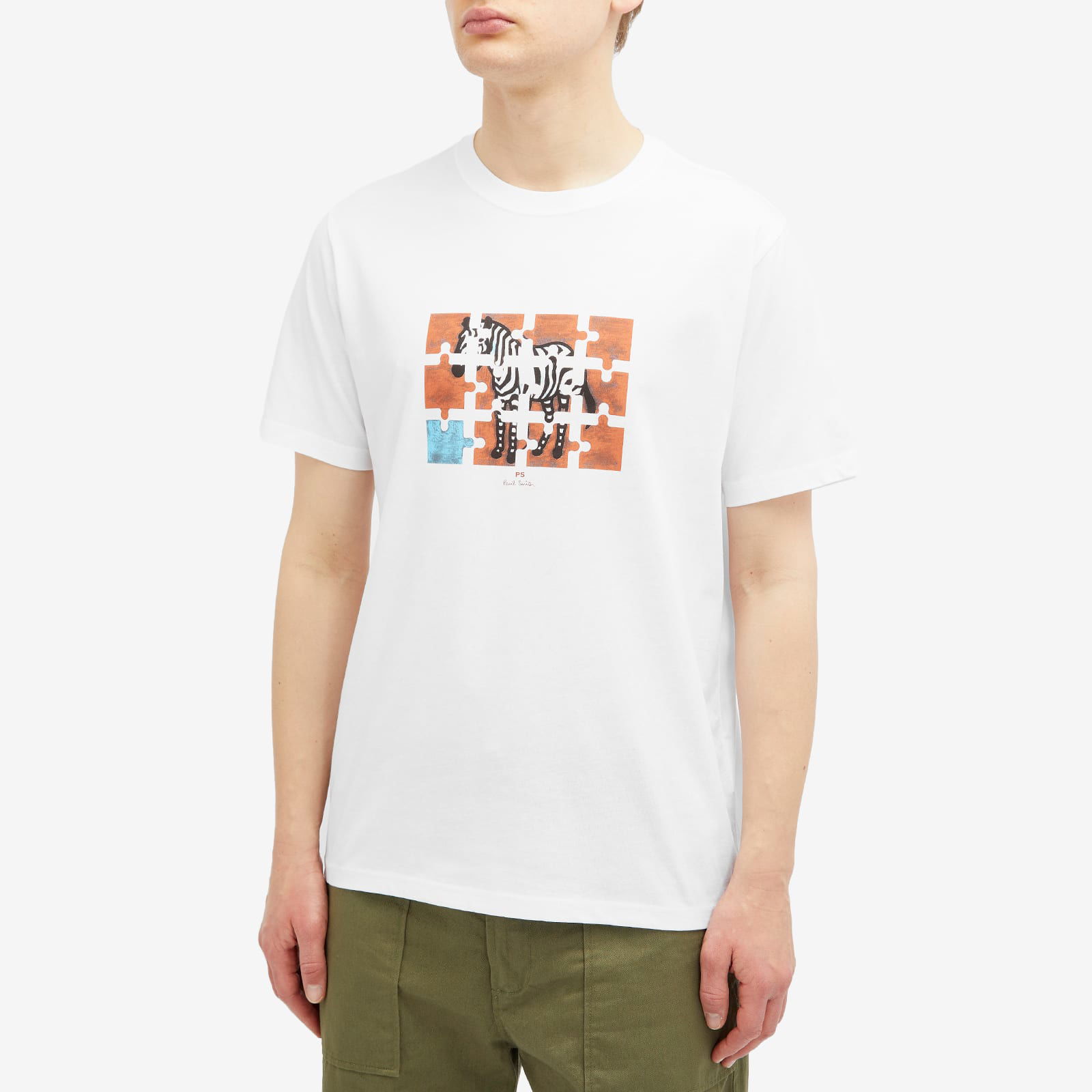 Paul Smith Men's Jigsaw Zebra Graphic T-Shirt, Size Large