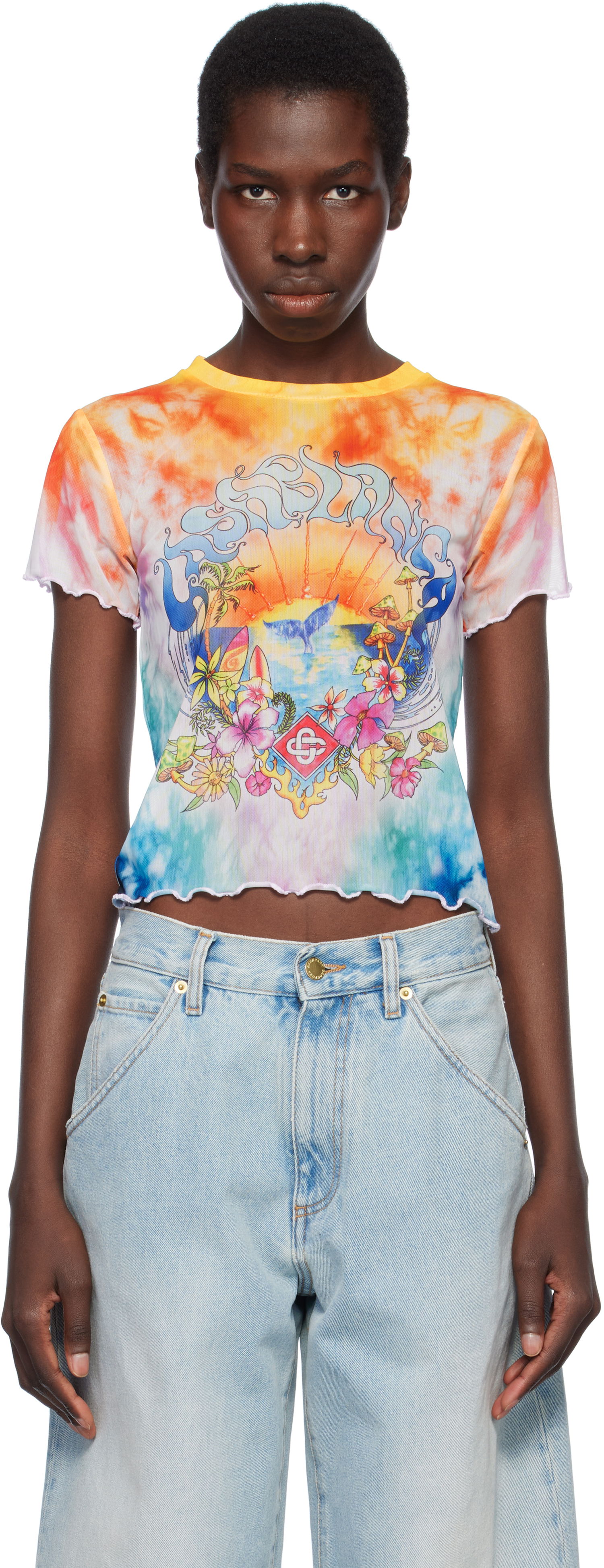 Crop Top Casablanca Casablanca Surf Trip Tie Dye Mesh T-Shirt Rôznofarebný | WS25-TP-074-01, 0