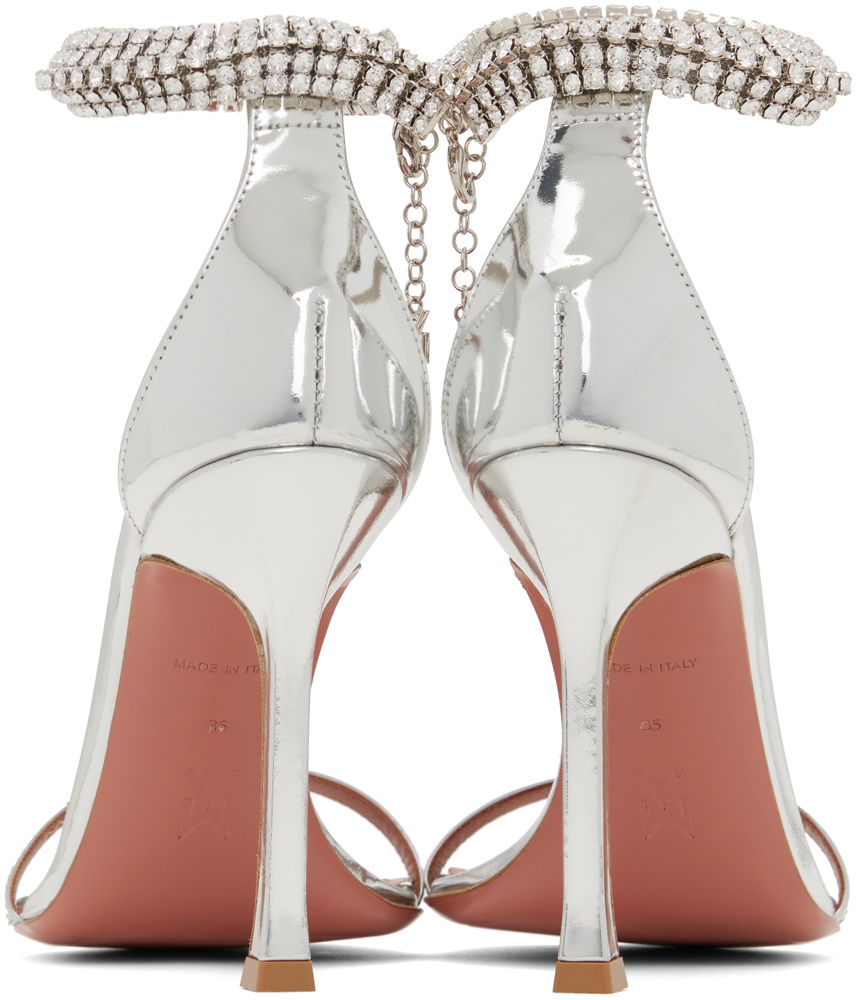 Starostlivosť o obuv Amina Muaddi Amina Muaddi Iman Heeled Sandals with Rhinestone Anklet Metalická | IMAN SANDAL SR MIRROR, 1