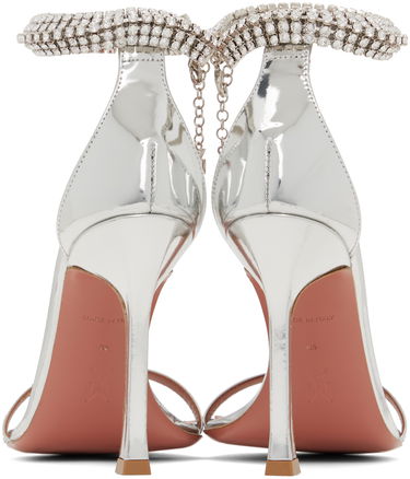 Starostlivosť o obuv Amina Muaddi Amina Muaddi Iman Heeled Sandals with Rhinestone Anklet Metalická | IMAN SANDAL SR MIRROR, 1