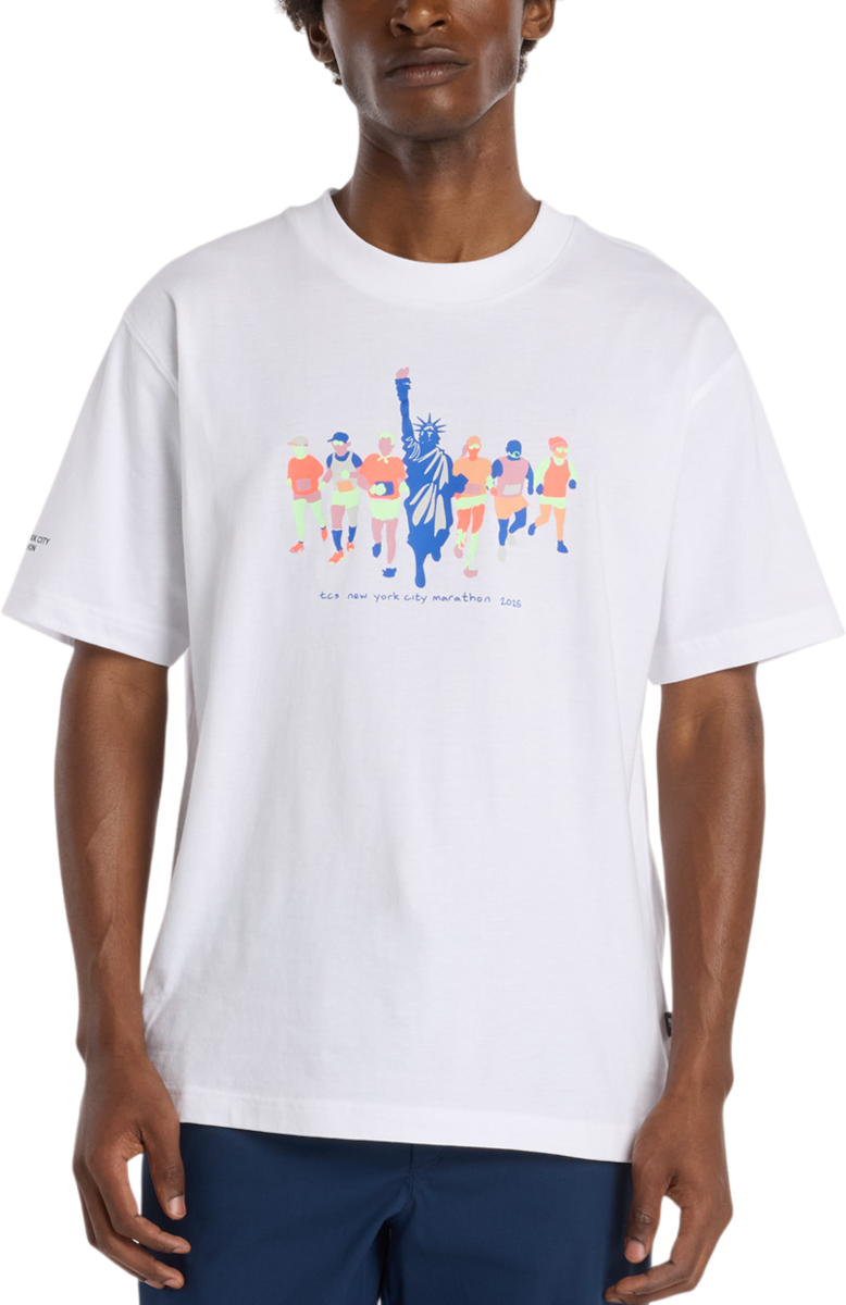 Tričko New Balance NYC Marathon Statue of Liberty Graphic T-Shirt Biela | mt53536m-wt