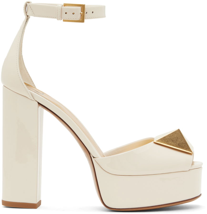 Oblečenie Valentino Valentino Garavani Off-White One Stud Platform Heels Béžová | 3W2S0EA3LAF, 0