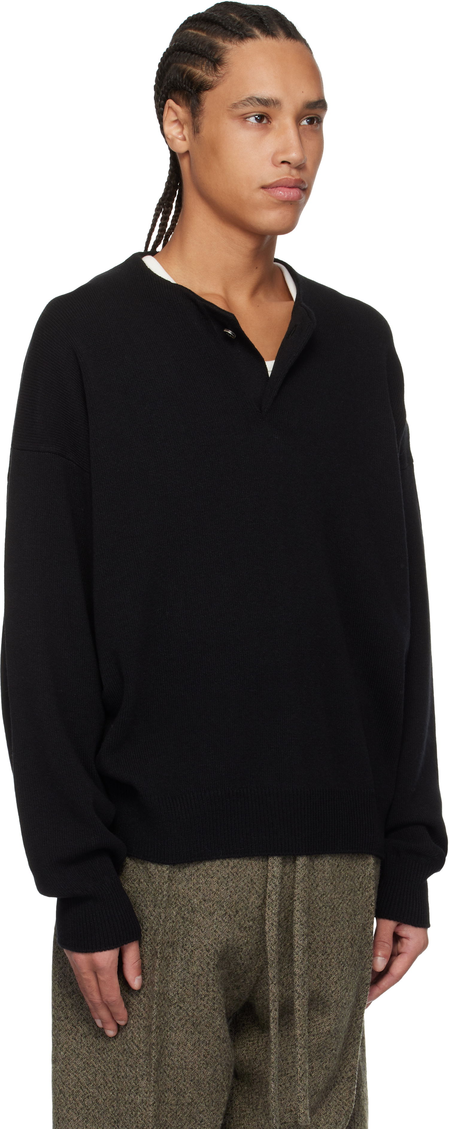 Sveter Fear of God Fear of God Fine Knit Henley Čierna | FGE220-2041LAW, 1
