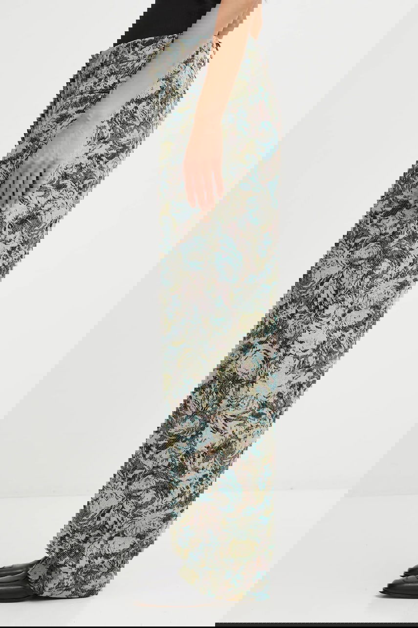 Nohavice GANNI Tapestry Jacquard Wide Leg High Waist Pants Rôznofarebný | W0777, 1
