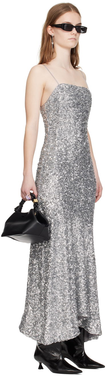 Šaty GANNI GANNI Sequin Maxi Dress Šedá | F9053, 1
