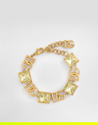 Gold Bracelet With Logo And Rhinestones