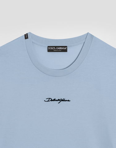 Tričko Dolce & Gabbana Cotton T-shirt With Embroidered Patch Modrá | G8RN8ZG7P0CB0112, 3